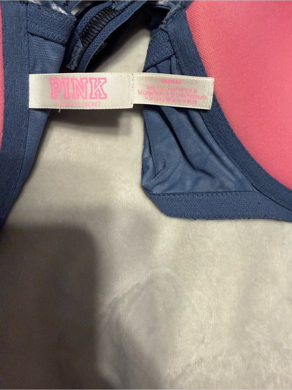 Navy Marble Push-Up Bra with Strappy Back - Picture 4 of 4